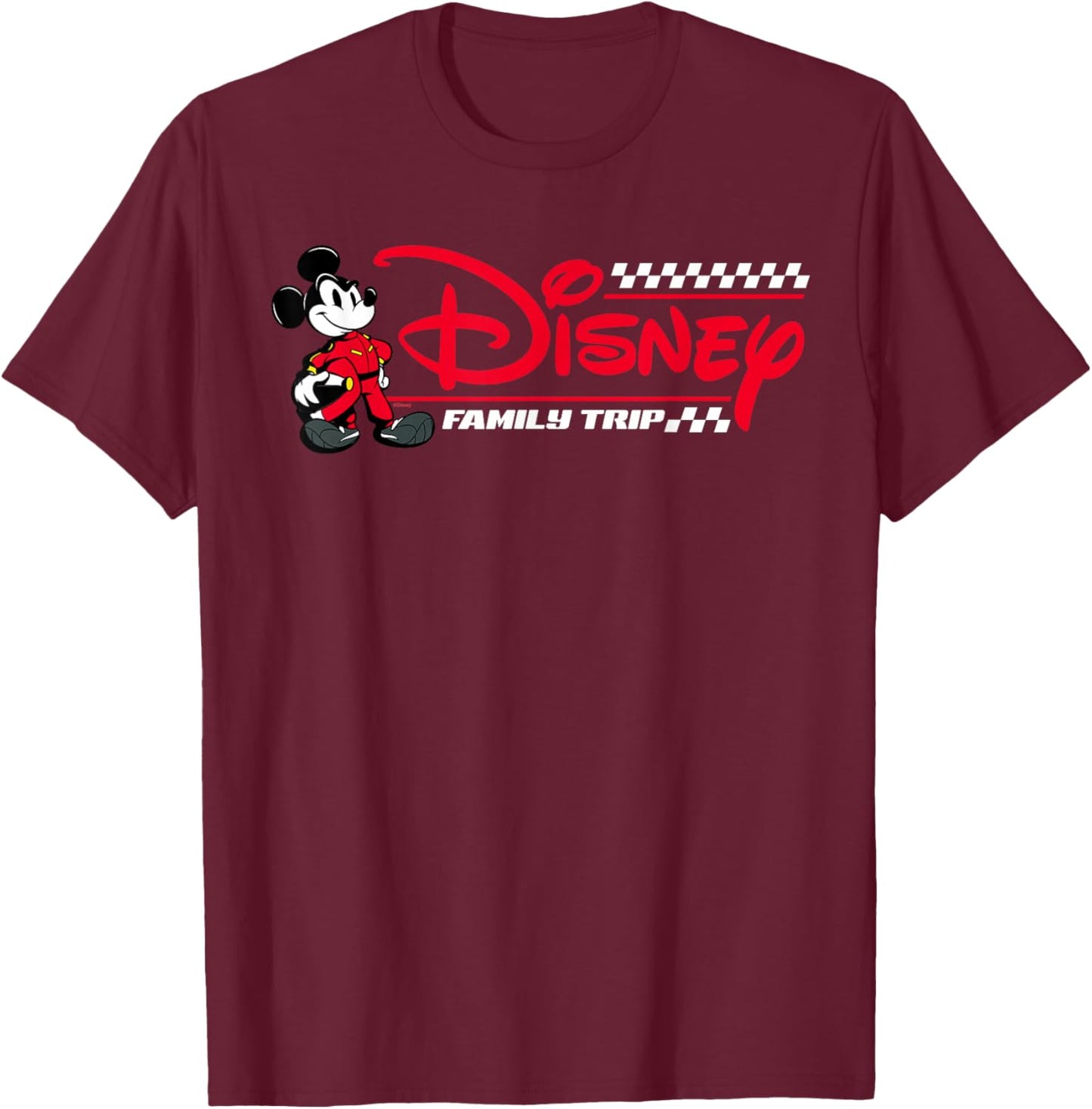 Disney Mickey Mouse Race Car Driver Family Trip Racing Logo T-Shirt - T-Shirt | Maroon