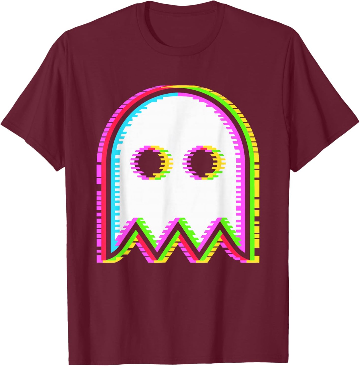 Glitchy Ghost Vaporwave House Music Rave Festival EDM Techno T-Shirt - T-Shirt | Maroon