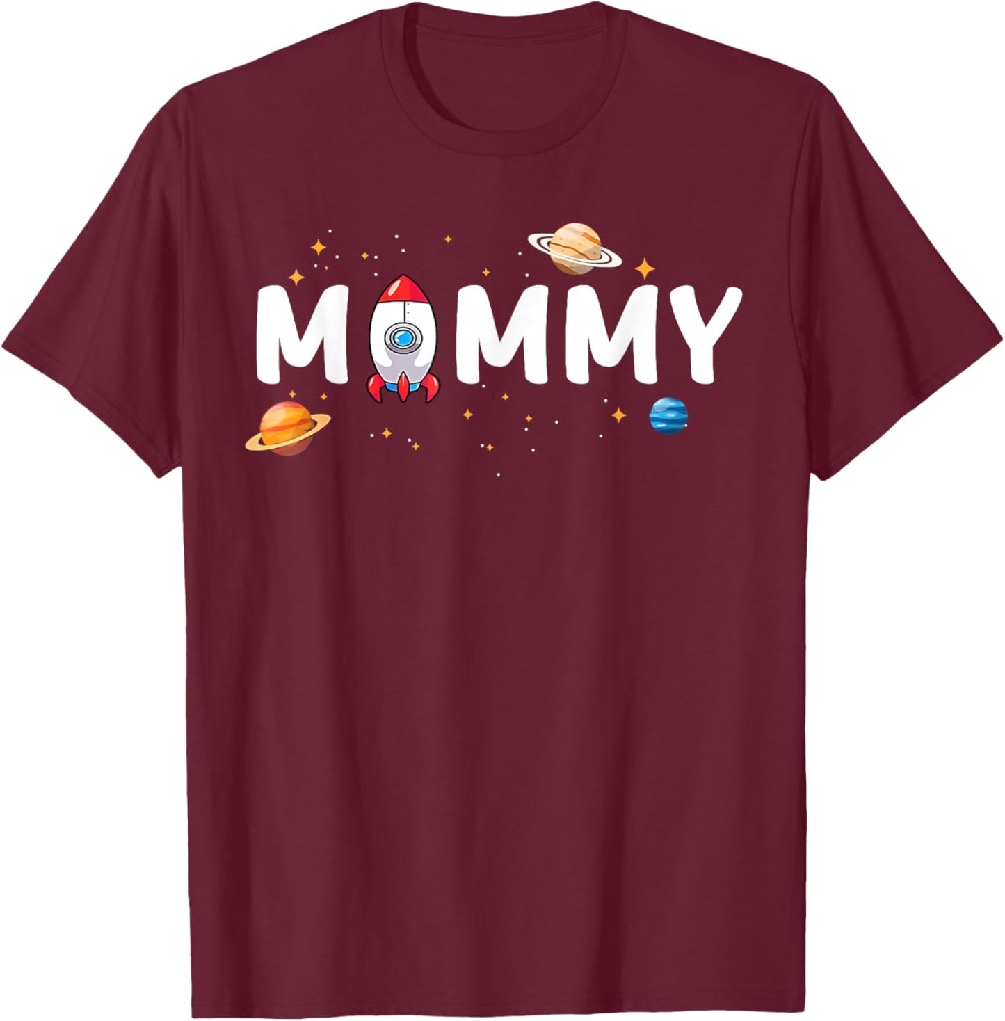Mommy of The Birthday Boy Astronaut 1st Birthday Family T-Shirt - T-Shirt | Maroon