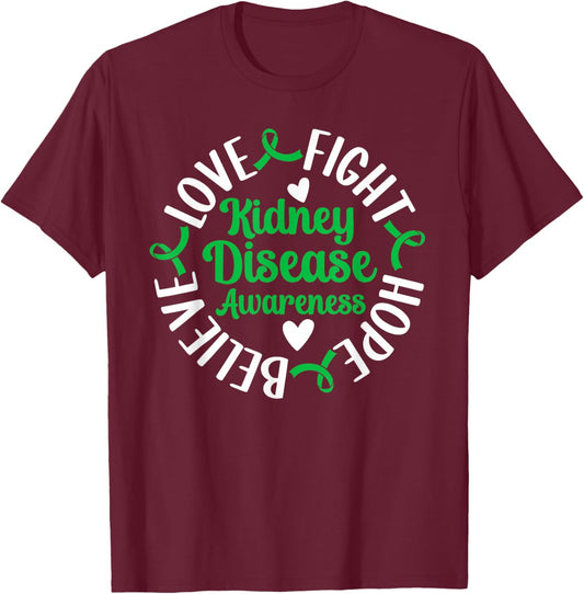 Fight Hope Kidney Disease Awareness Kidney Disease Survivor T-Shirt - T-Shirt | Maroon