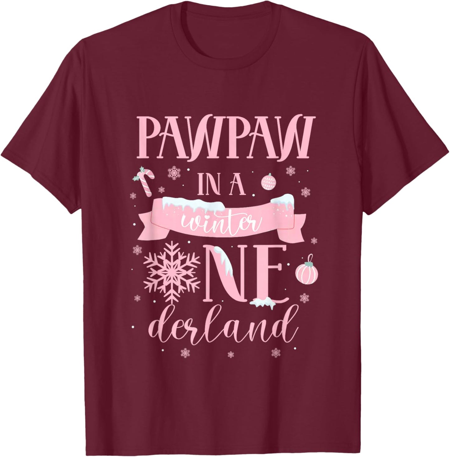 Pawpaw in a Winter Onederland Birthday Girl Sweet Snowflake T-Shirt - T-Shirt | Maroon