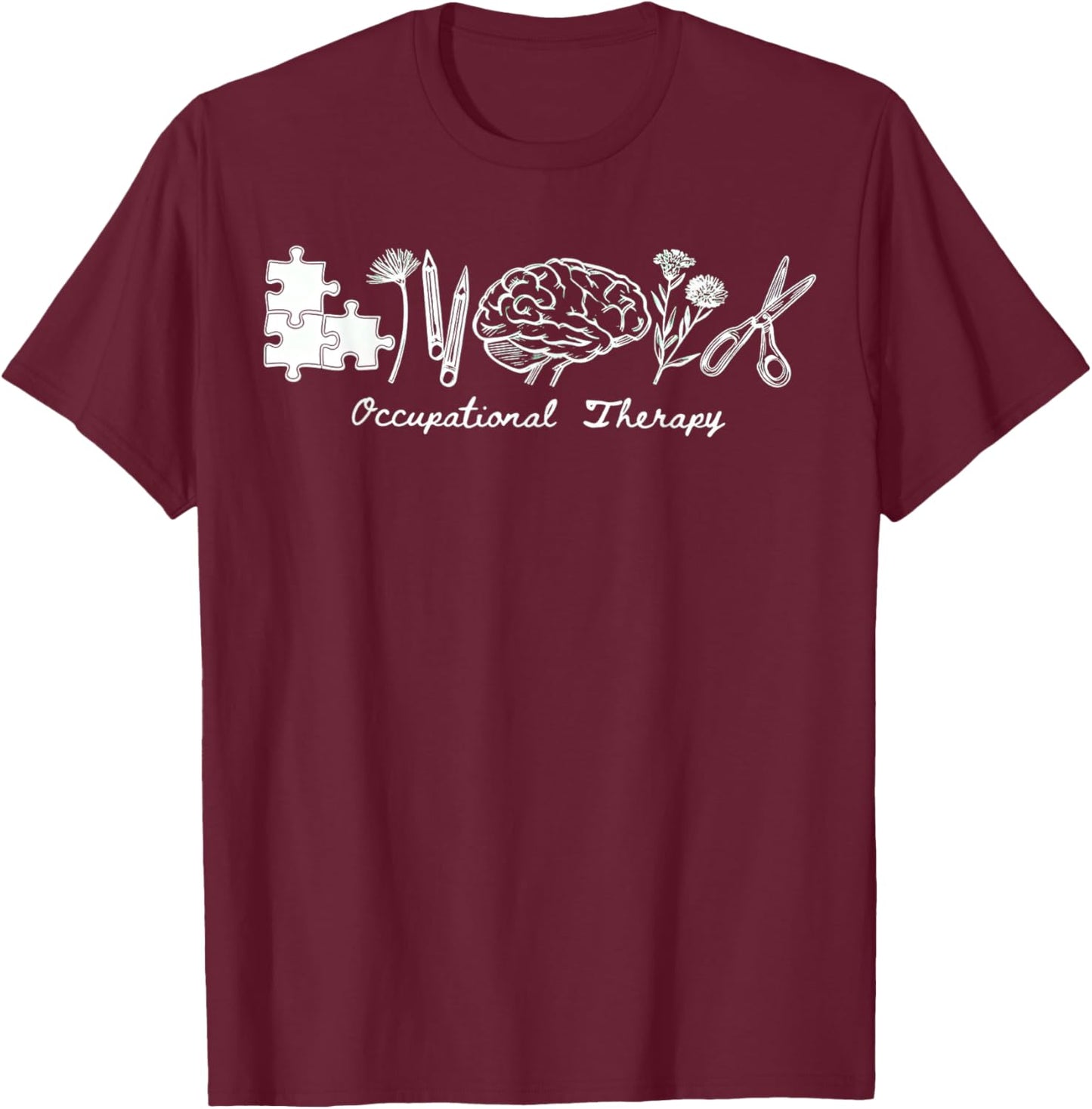 Occupational Therapy Shirt, Brain Puzzle OT , Pediatric T T-Shirt - T-Shirt | Maroon