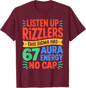 67 Meme Trendy Funny Six Seven Gen Alpha Z Boys Teens Kids T-Shirt - T-Shirt | Maroon