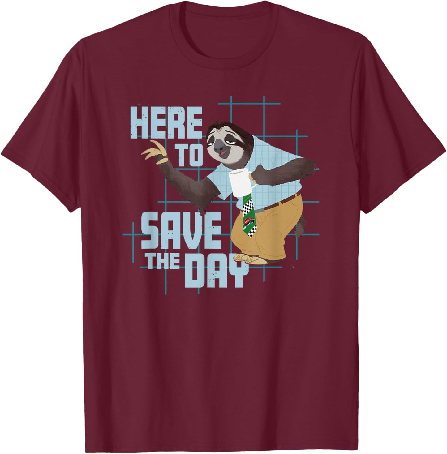 Disney Zootopia 2 Here to Save The Day Flash The Sloth T-Shirt - T-Shirt | Maroon