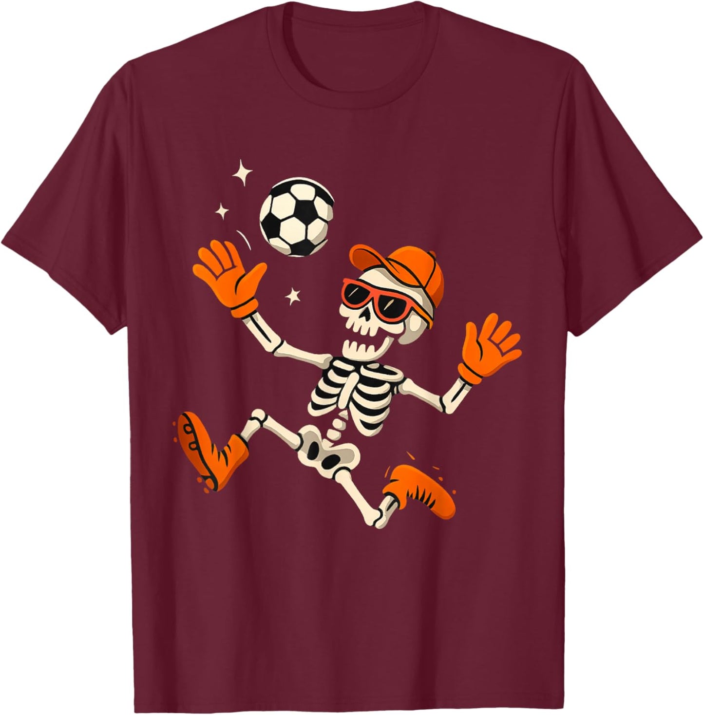 Halloween Skeleton Soccer Player Sports Fan Graphic Kids T-Shirt - T-Shirt | Maroon