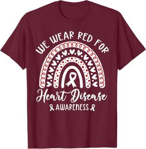 in February We Wear Red Kids Heart Disease Month T-Shirt - T-Shirt | Maroon