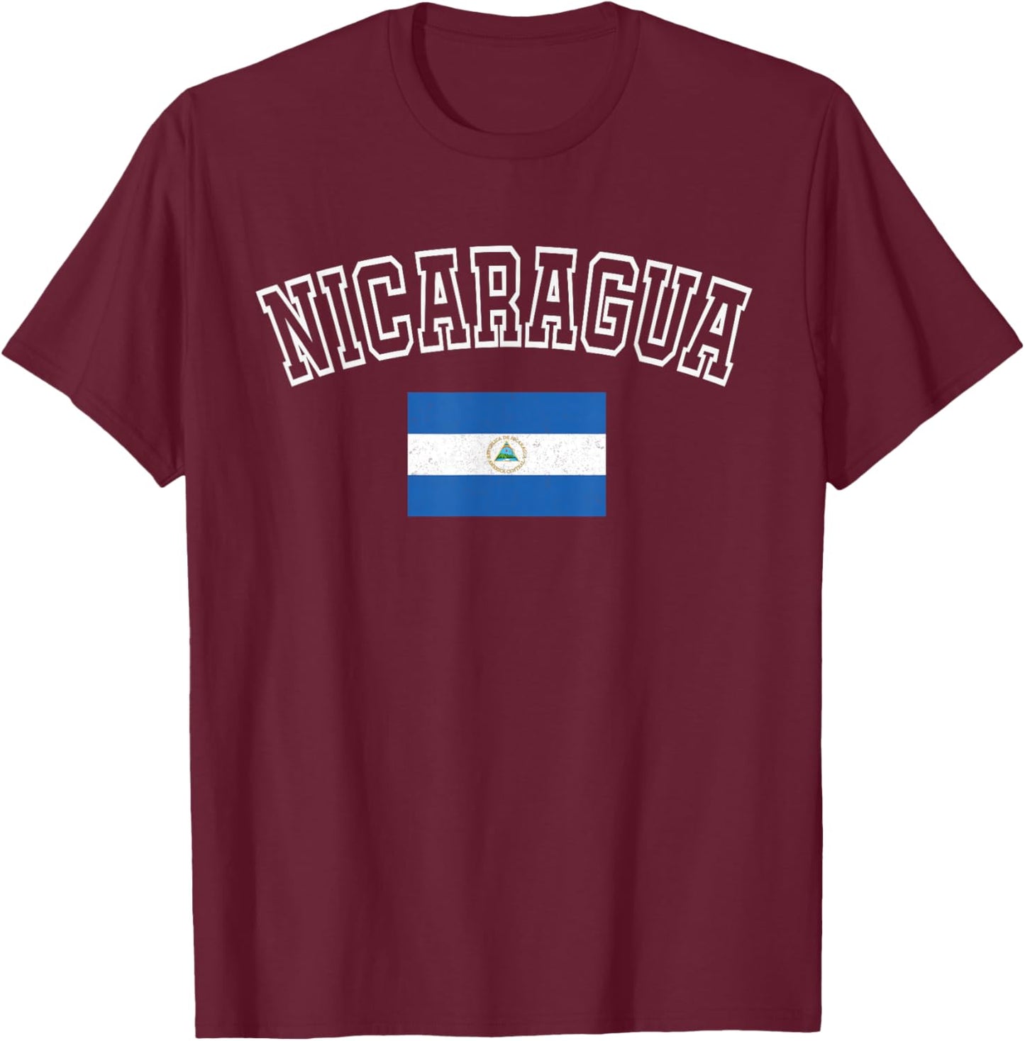 Nicaragua Flag Vintage Distressed Retro Heritage Design T-Shirt - T-Shirt | Maroon