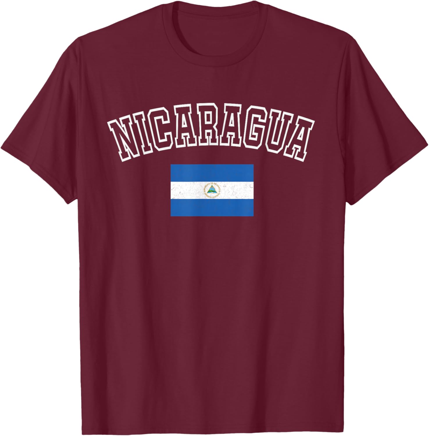 Nicaragua Flag Vintage Distressed Retro Heritage Design T-Shirt - T-Shirt | Maroon