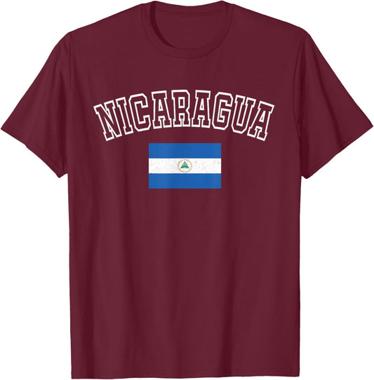 Nicaragua Flag Vintage Distressed Retro Heritage Design T-Shirt - T-Shirt | Maroon