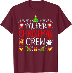 Packer Christmas Crew Matching Xmas Packager T-Shirt - T-Shirt | Maroon