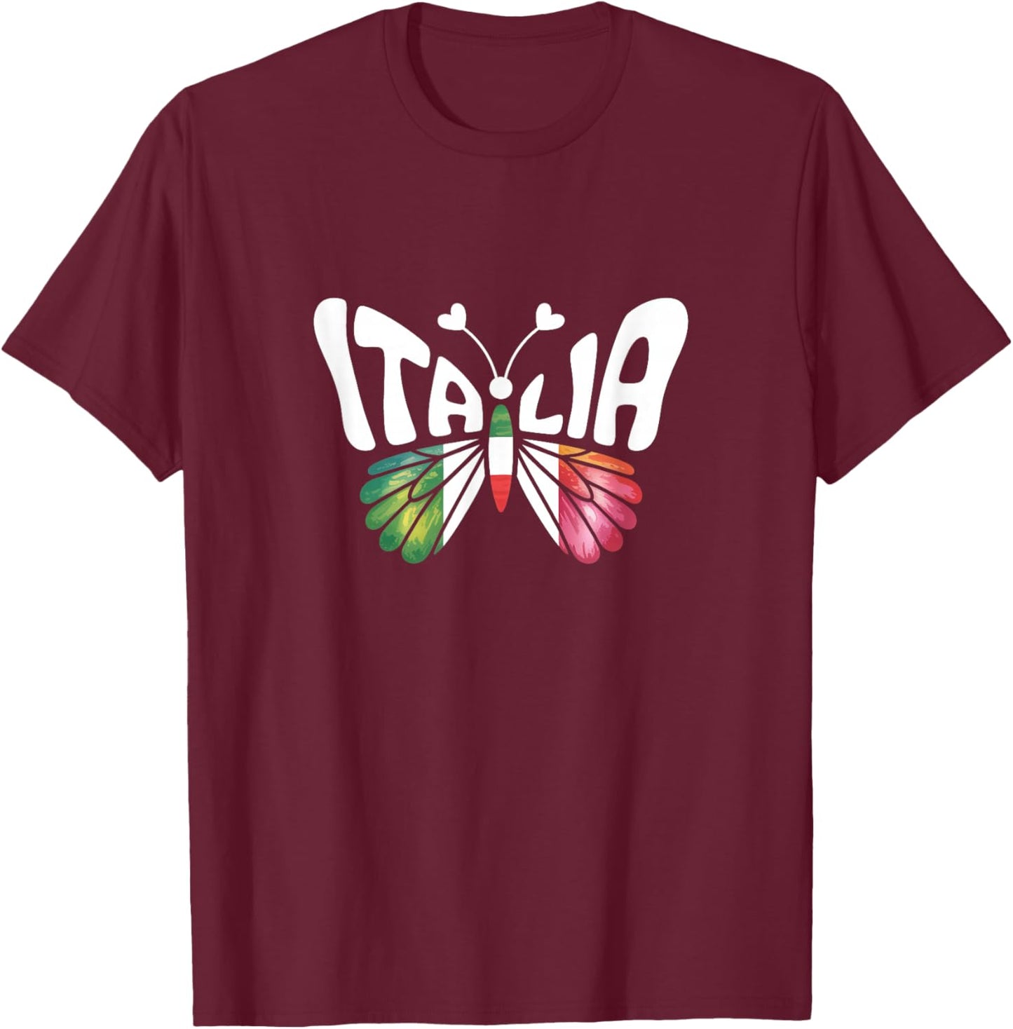 Italy Butterfly - Italian Flag Colors Souvenir T-Shirt - T-Shirt | Maroon