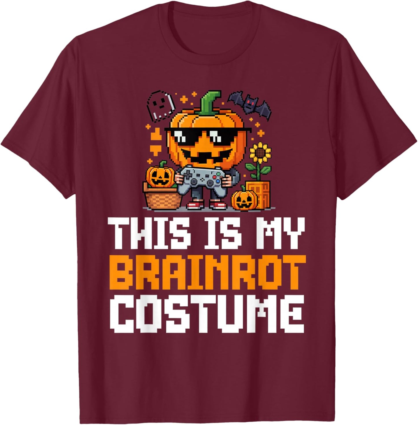 This is My Brain Rot Costume Halloween Shirt Kids Gamer T-Shirt - T-Shirt | Maroon