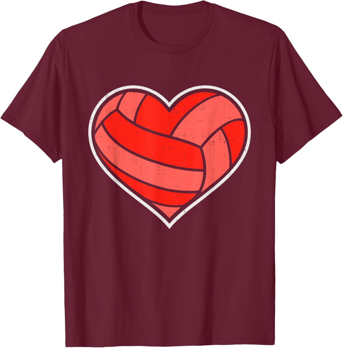 Volleyball Heart Love Sport Valentines Day Men Women Boy Kid T-Shirt - T-Shirt | Maroon