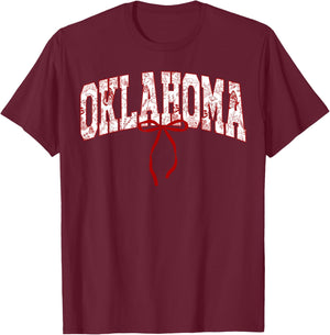 Oklahoma State Pride Classic Oklahoma Floral Coquette Bow T-Shirt - T-Shirt | Maroon