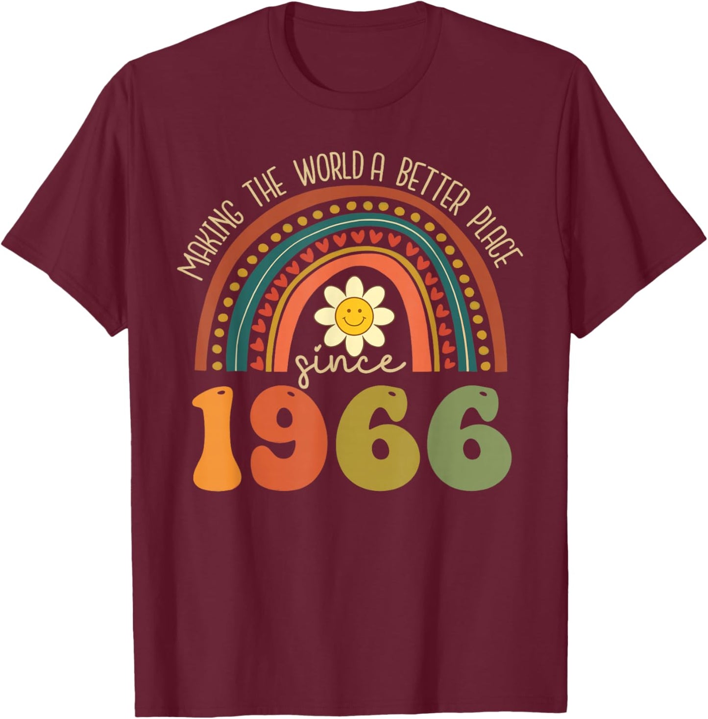 Groovy 60th Birthday 1966 60 Year Old T-Shirt - T-Shirt | Maroon