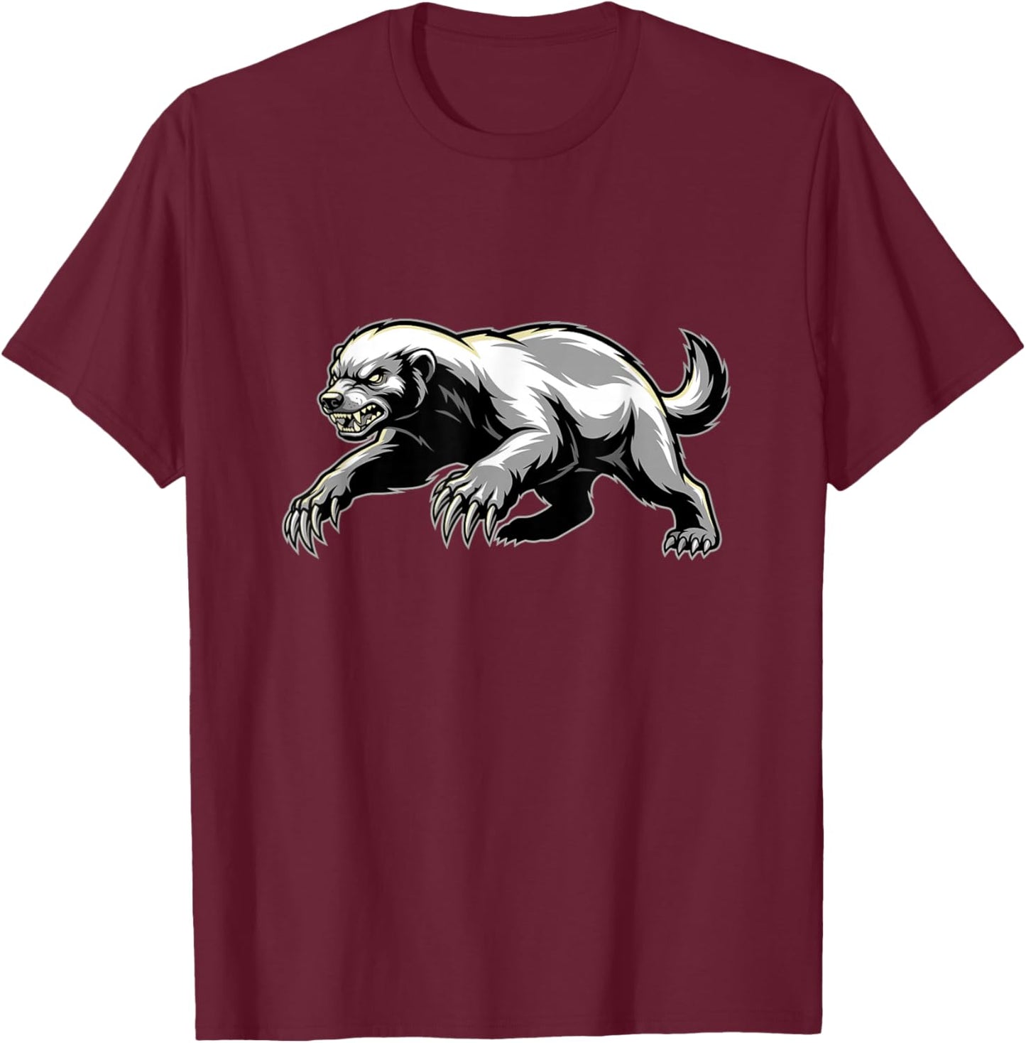 Angry Honey Badger T-Shirt - T-Shirt | Maroon