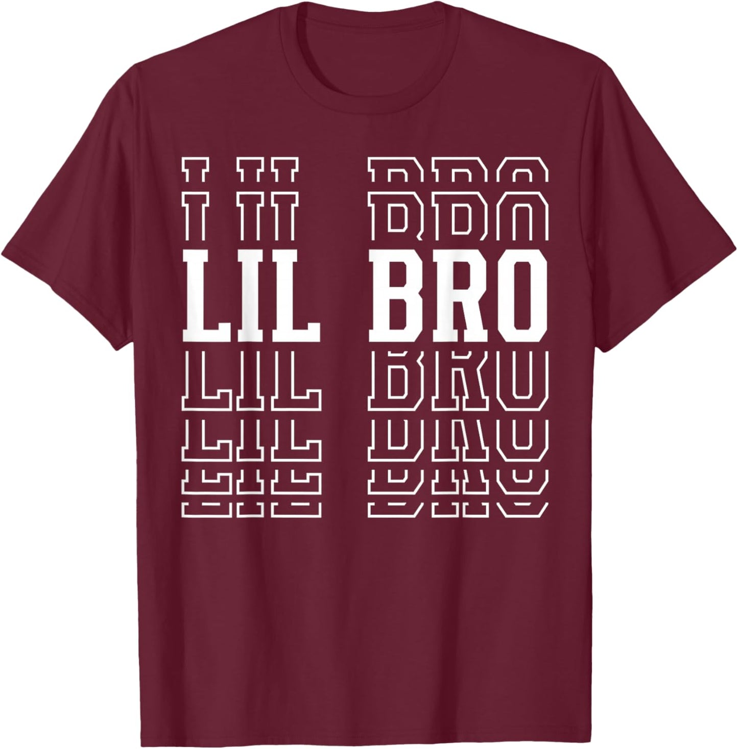 Lil Bro Funny Layered Text Siblings Little Brother T-Shirt - T-Shirt | Maroon