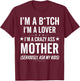 I'm A Bitch I'm A Lover A Crazy Ass Mother Seriously Ask My T-Shirt - T-Shirt | Maroon