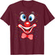 Carnival Clown Face Circus Costume Kids Men Women Carnivals T-Shirt - T-Shirt | Maroon