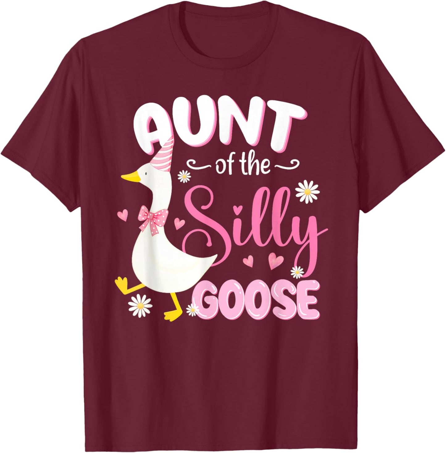 Silly Aunt Goose Aunt 1st Birthday Family Matching Party T-Shirt - T-Shirt | Maroon