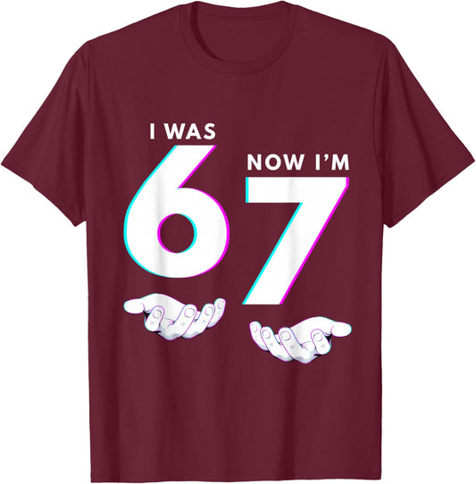 I was 6 Now I'm 7 Girl Boy Kids Six Seven Birthday T-Shirt - T-Shirt | Maroon