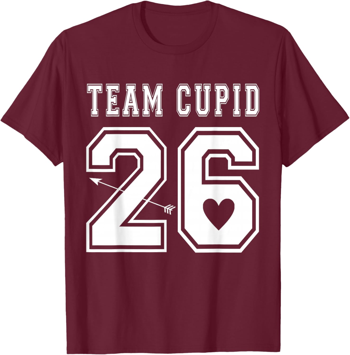 2026 Team Cupid Valentines Day Sports Jersey Style T-Shirt - T-Shirt | Maroon