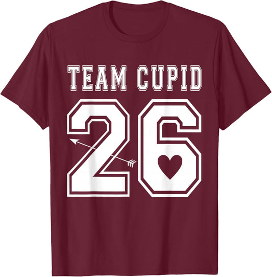 2026 Team Cupid Valentines Day Sports Jersey Style T-Shirt - T-Shirt | Maroon