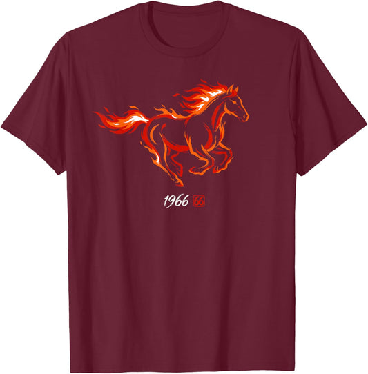 1966 Year of The Fire Horse 60th Birthday Japanese Art T-Shirt - T-Shirt | Maroon