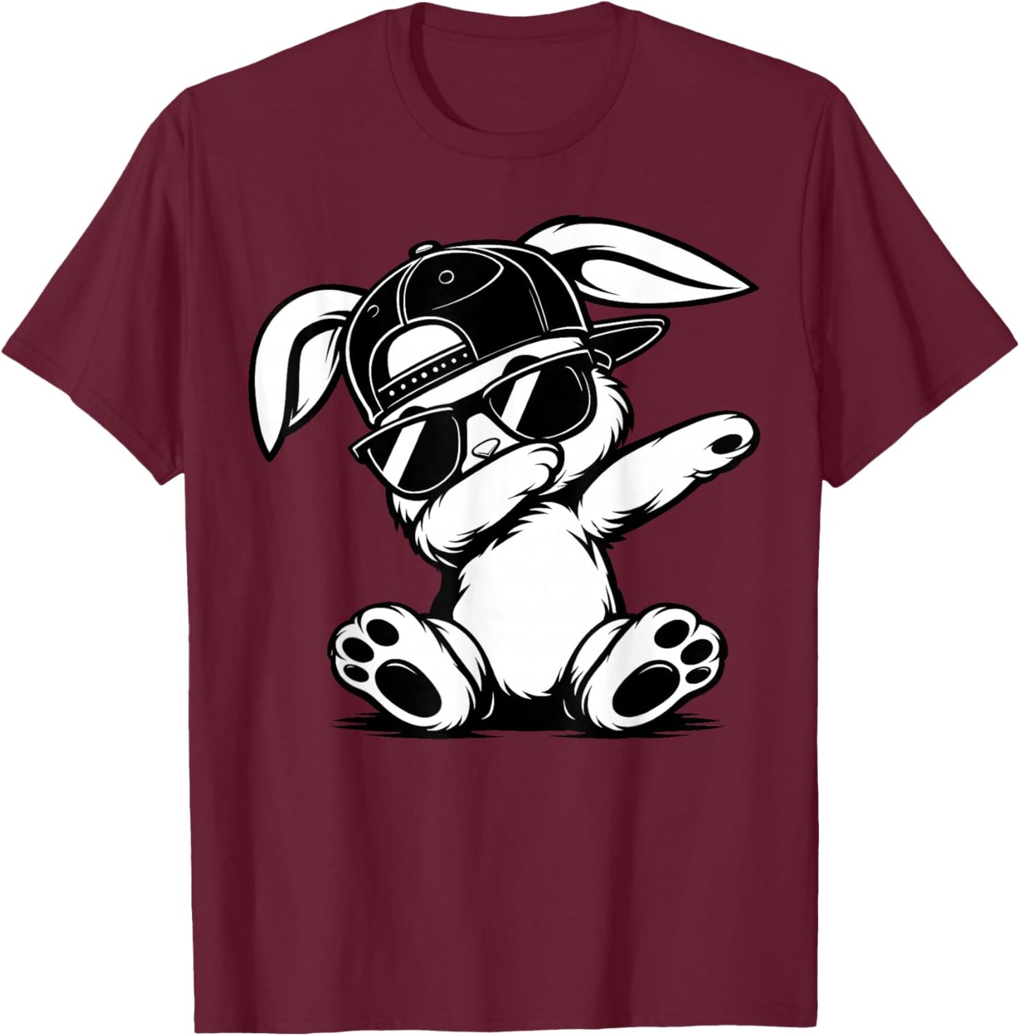 Funny Graphic Meme Dabbing Bunny Women Teens T-Shirt - T-Shirt | Maroon