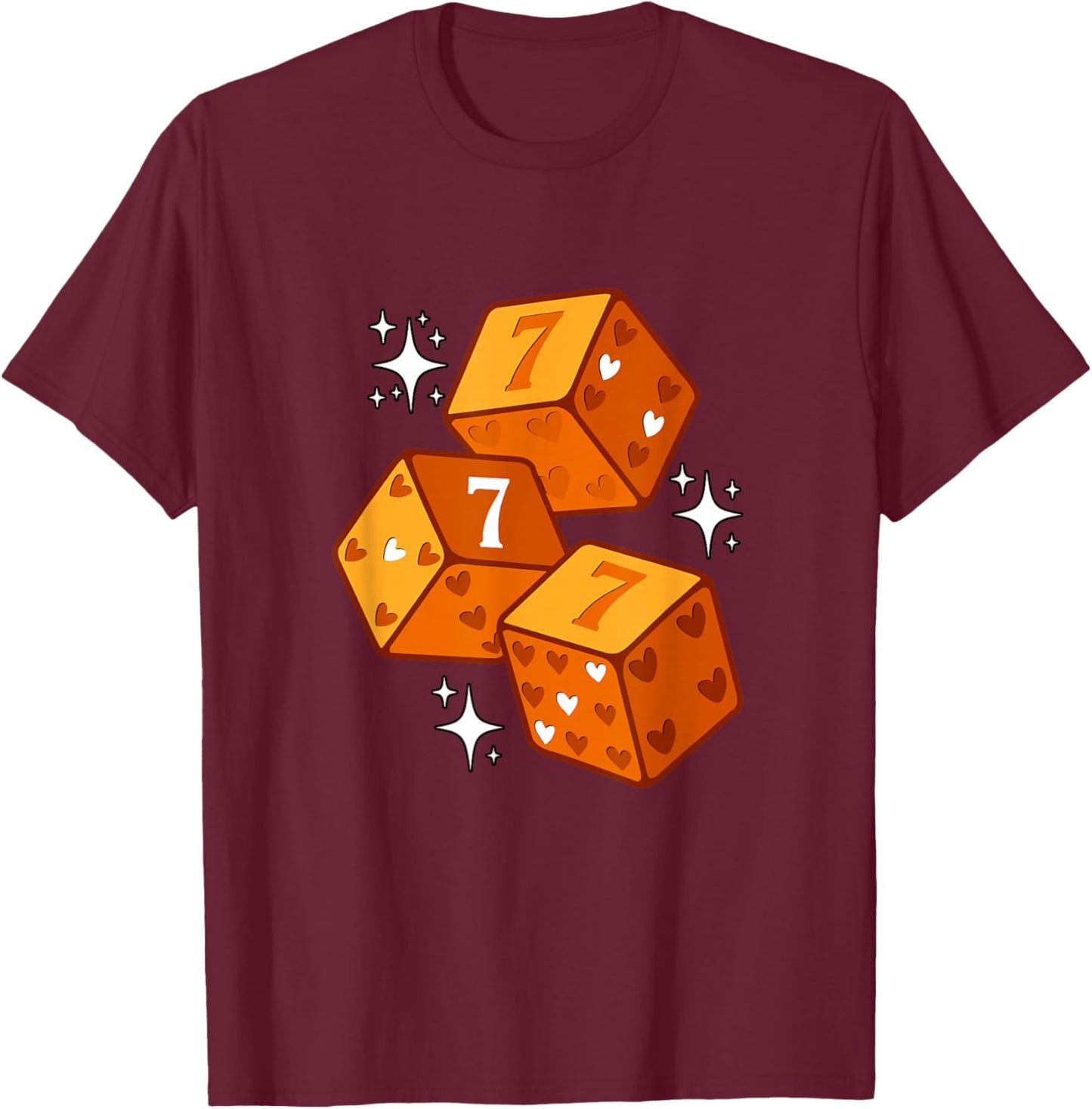 Orange Color Lucky Heart Orange Graphic T-Shirt - T-Shirt | Maroon