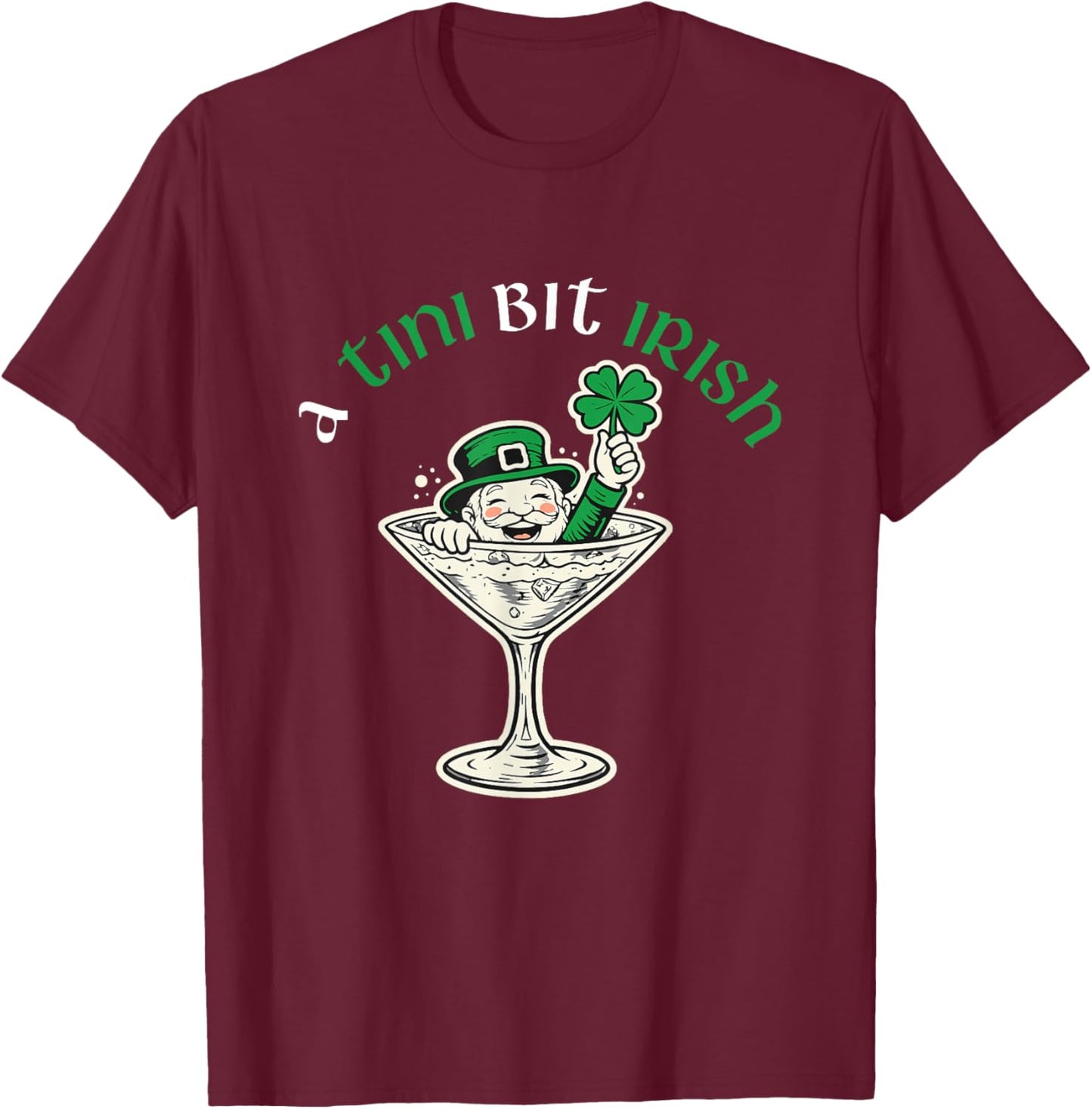 A Tini Bit Irish - St Patrick's Day Irish Pride Shamrock T-Shirt - T-Shirt | Maroon