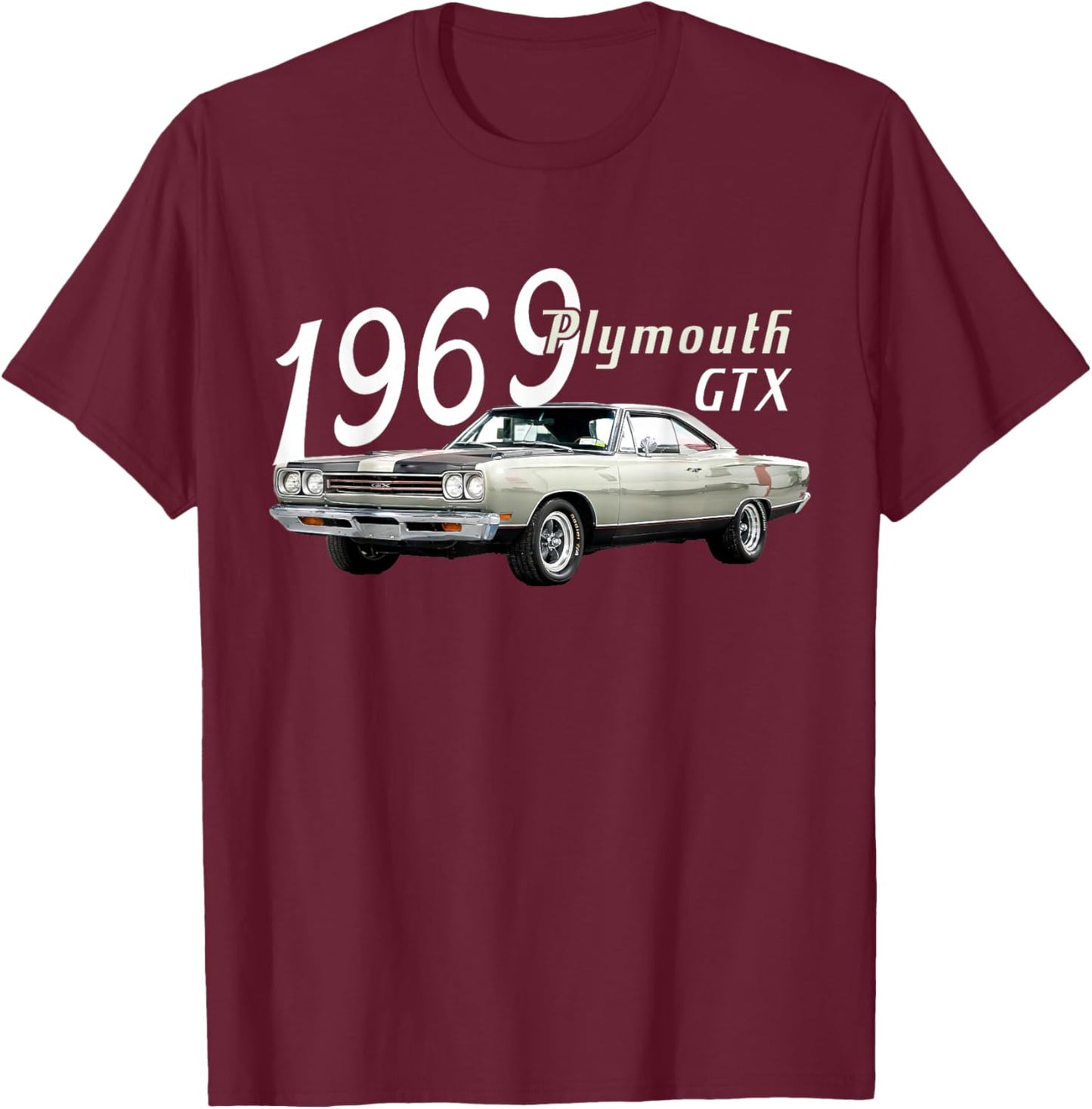 1969 69 GTX Classic Vintage Old Car USA Flag T-Shirt - T-Shirt | Maroon