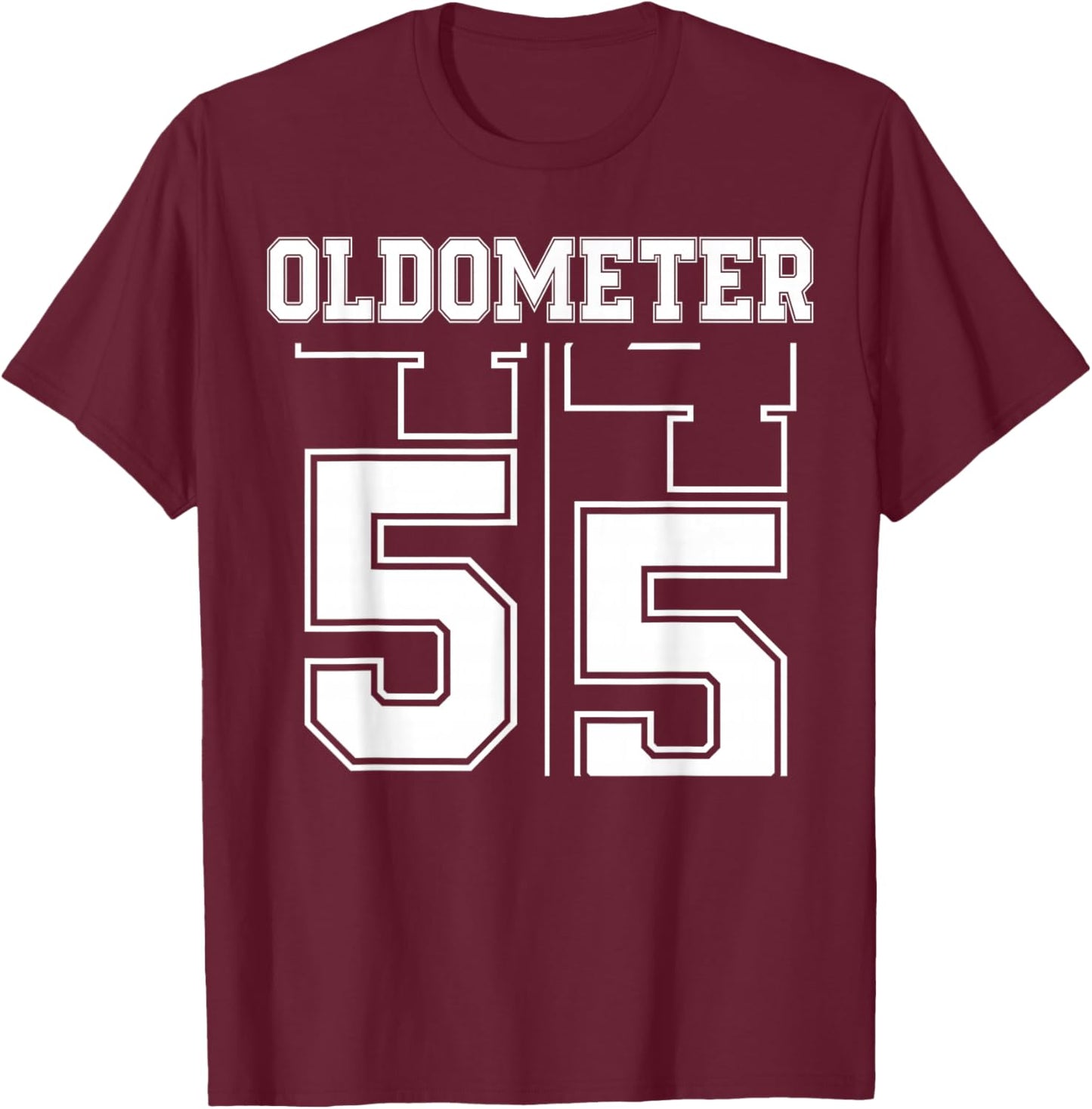 Oldometer 54-55 55th Birthday Sport Text 55 Year Old T-Shirt - T-Shirt | Maroon