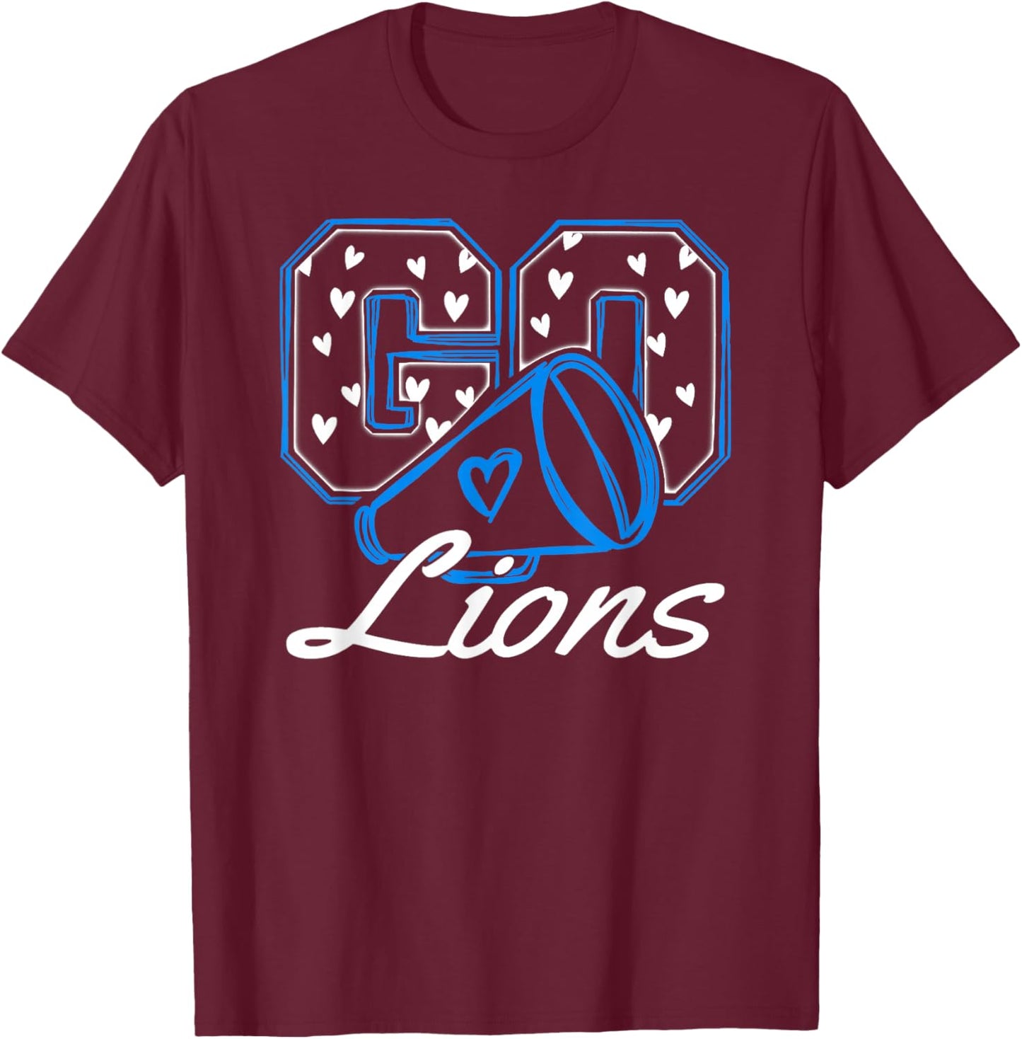 Go Cheer Lions School Team Spirit Girls Kids T-Shirt - T-Shirt | Maroon