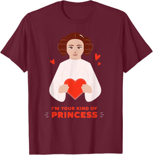 Star Wars Valentine's Day "I'm Your Kind of Princess" Leia T-Shirt - T-Shirt | Maroon