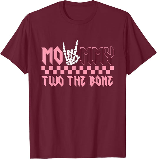 Mommy of The Bad Two The Bone Birthday 2 Years Old Birthday T-Shirt - T-Shirt | Maroon