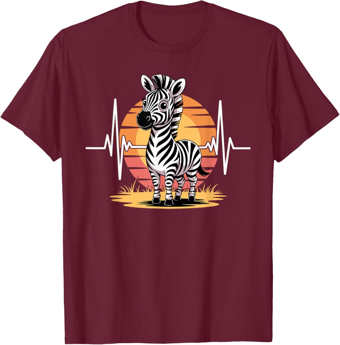 Funny Zebra Art Women Kids Zebra Animal Print Zebra T-Shirt - T-Shirt | Maroon