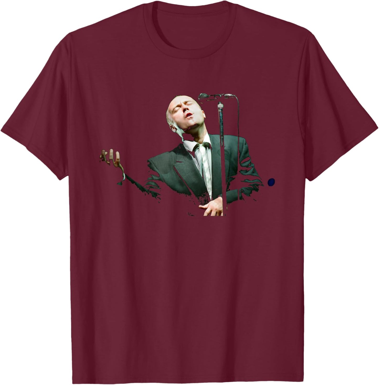 Singer Phil Collins of Genesis Live 1990 T-Shirt - T-Shirt | Maroon