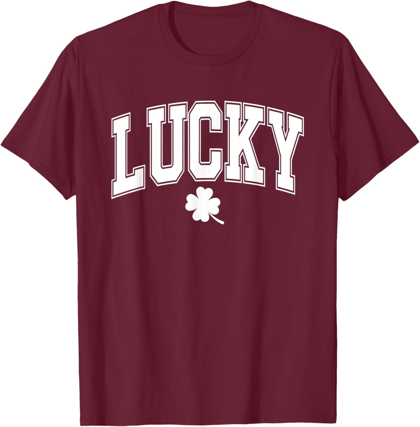 Lucky Shamrock, Lucky Varsity, Retro Shamrock T-Shirt - T-Shirt | Maroon