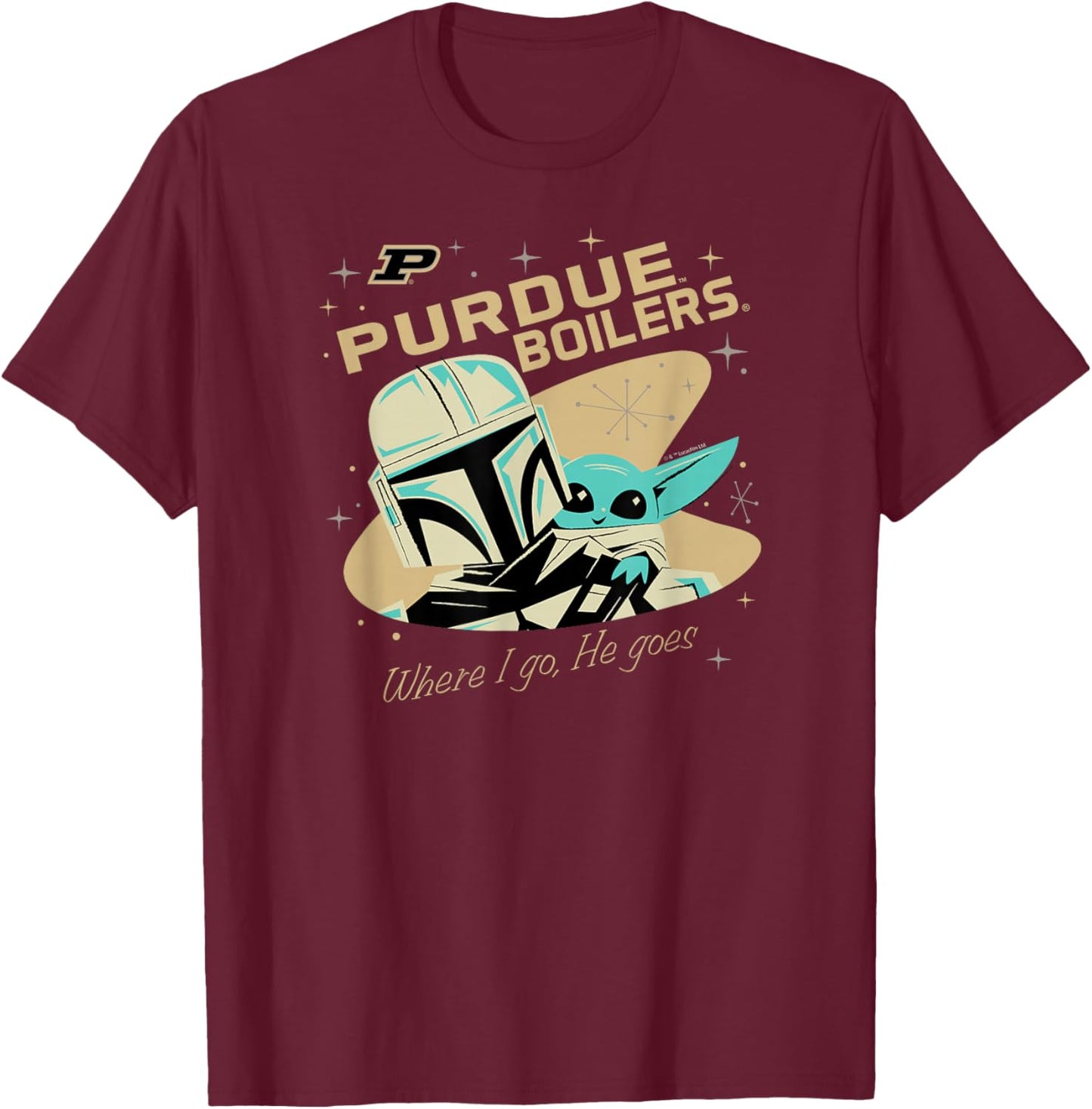 Purdue Boilermakers Star Wars Mandalorian Dark Gray T-Shirt - T-Shirt | Maroon