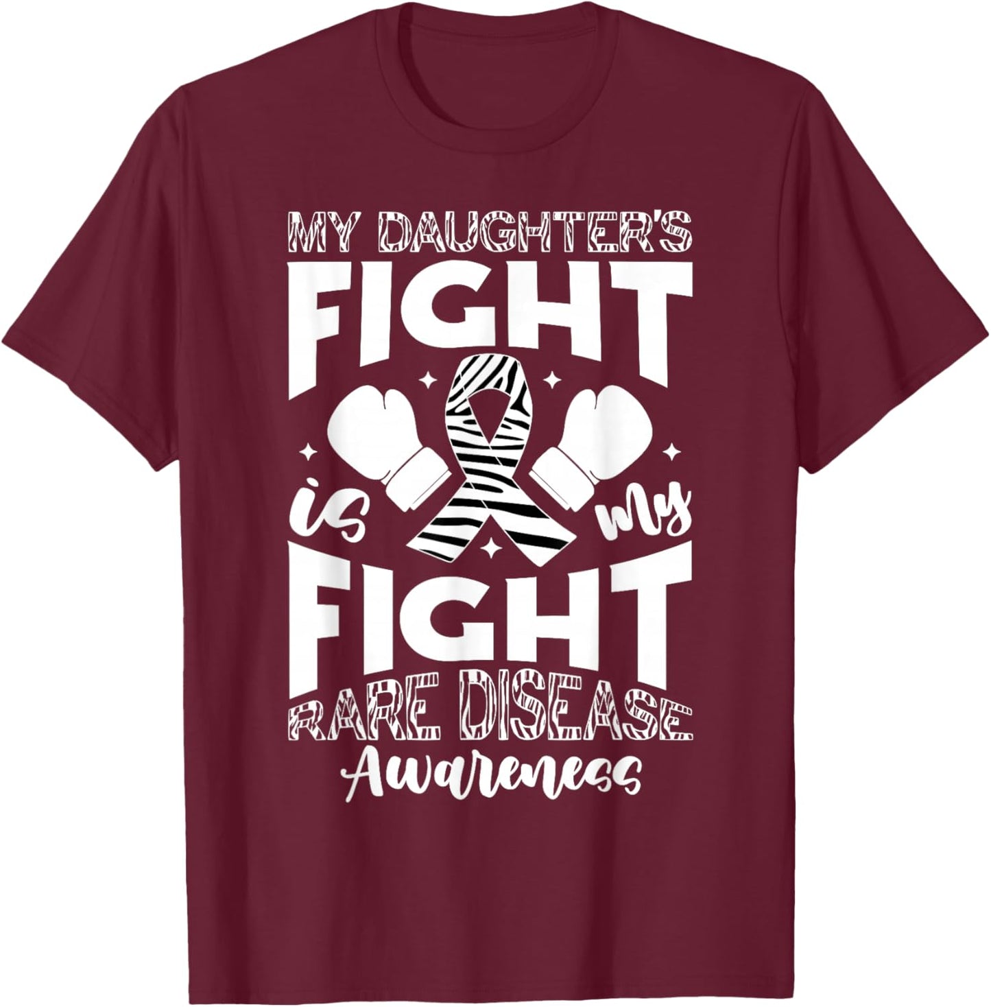 Rare Disease Awareness Daughter Zebra Ribbon T-Shirt - T-Shirt | Maroon