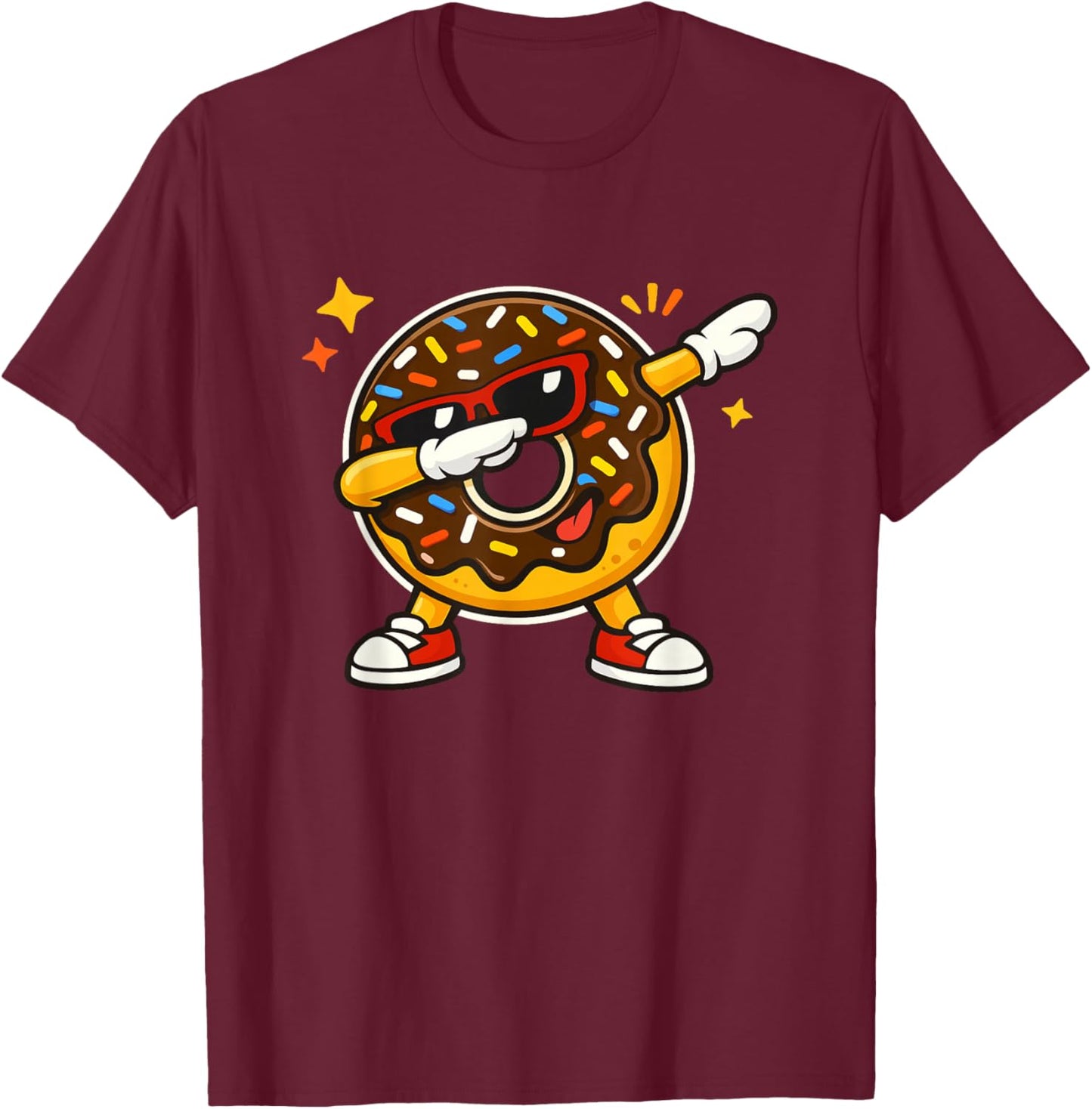 Dabbing Donut Funny Art Women Kids Youth Donut Fans T-Shirt - T-Shirt | Maroon