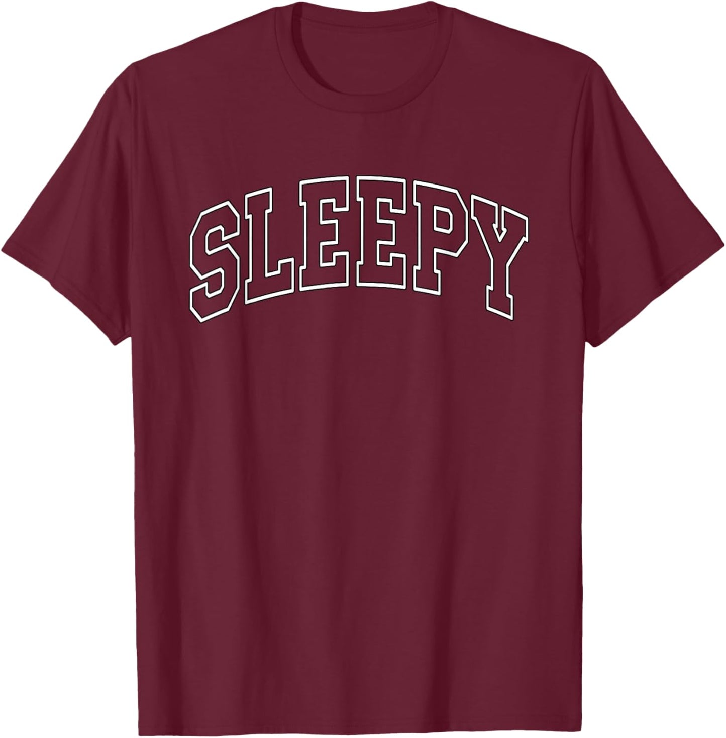 Sleepy - University Varsity College Campus Aesthetic T-Shirt - T-Shirt | Maroon
