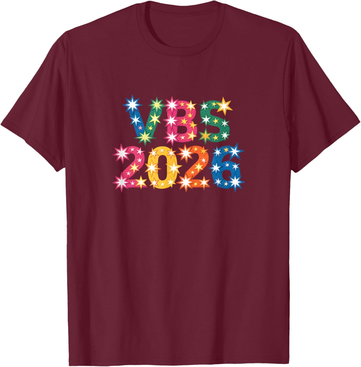I Love VBS 2026 Vacation Bible School Lights and Stars T-Shirt - T-Shirt | Maroon