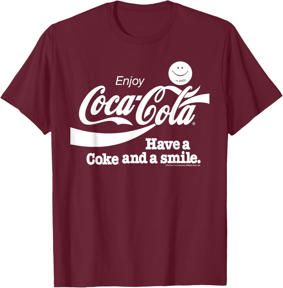 Coca Cola Have A Coke And A Smile Retro T-Shirt - T-Shirt | Maroon