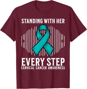 Cervical Cancer Awareness Products Support Cervical Cancer T-Shirt - T-Shirt | Maroon