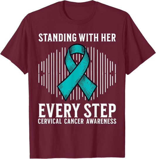 Cervical Cancer Awareness Products Support Cervical Cancer T-Shirt - T-Shirt | Maroon
