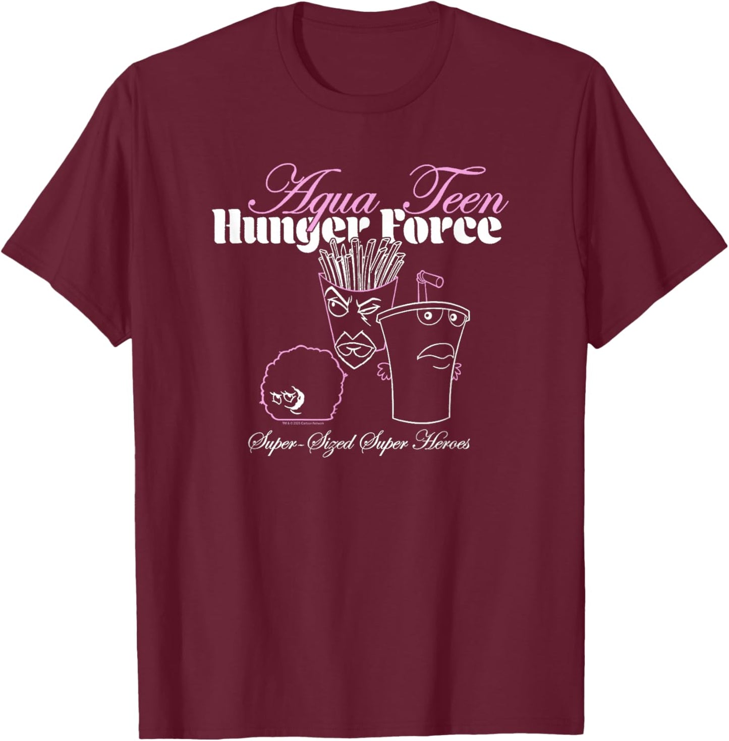 ATHF Super Sized Super Heroes Script Outline Funny Cartoon T-Shirt - T-Shirt | Maroon