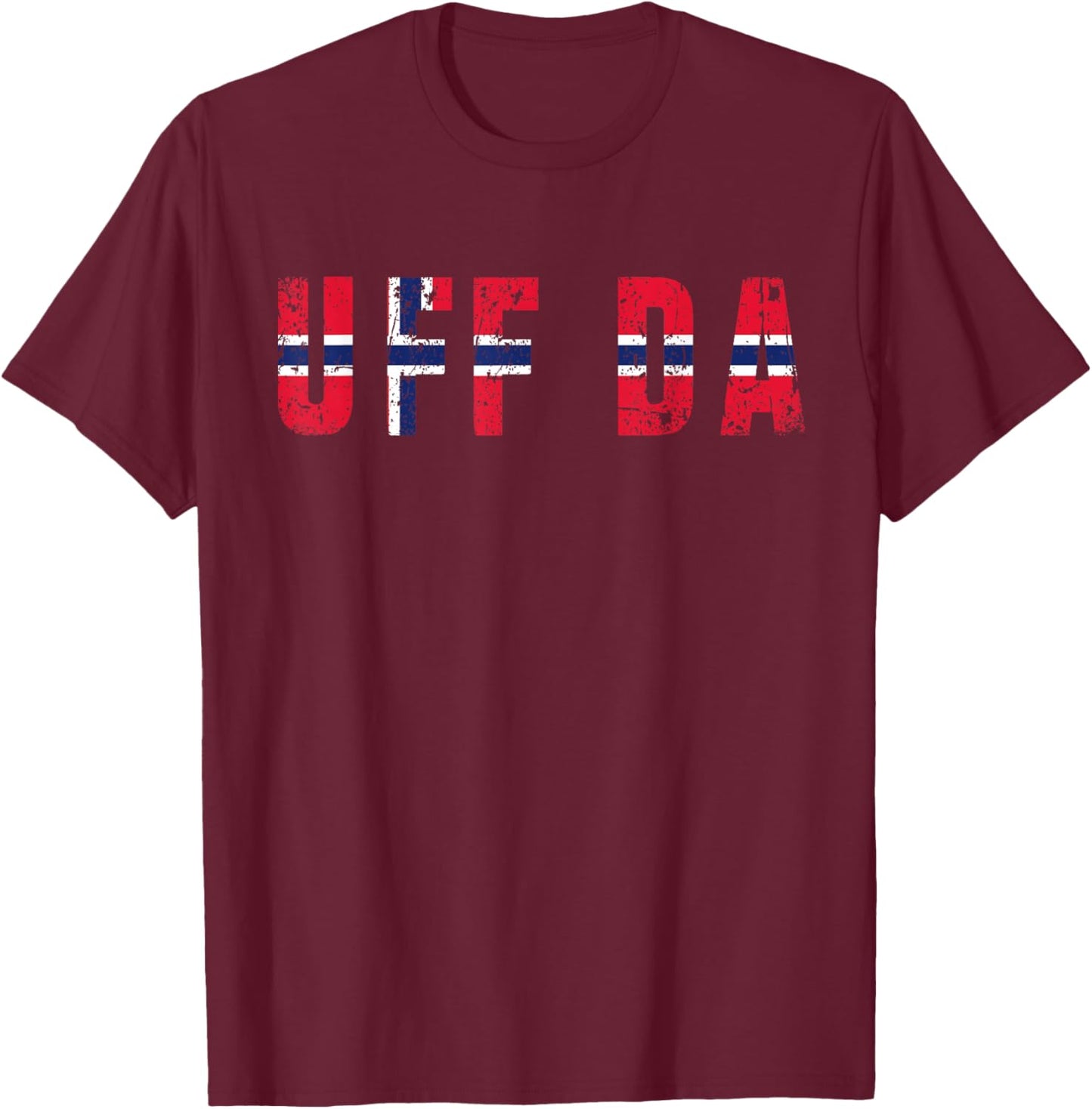 Uff Da Norwegian Pride Design T-Shirt - T-Shirt | Maroon