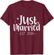 Just Married 2026 Couple Newlywed Bride and Groom Wedding T-Shirt - T-Shirt | Maroon